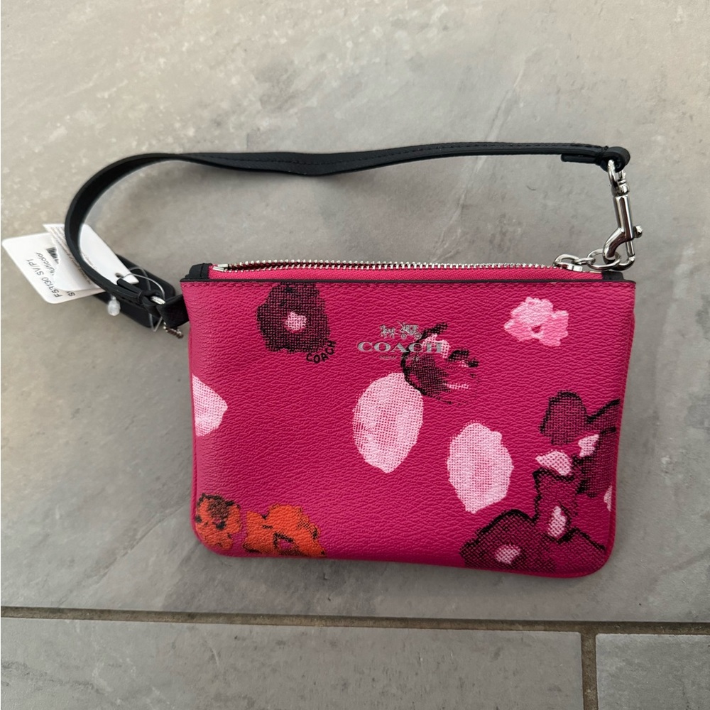NWT: Coach floral pink wristlet, limited edition
